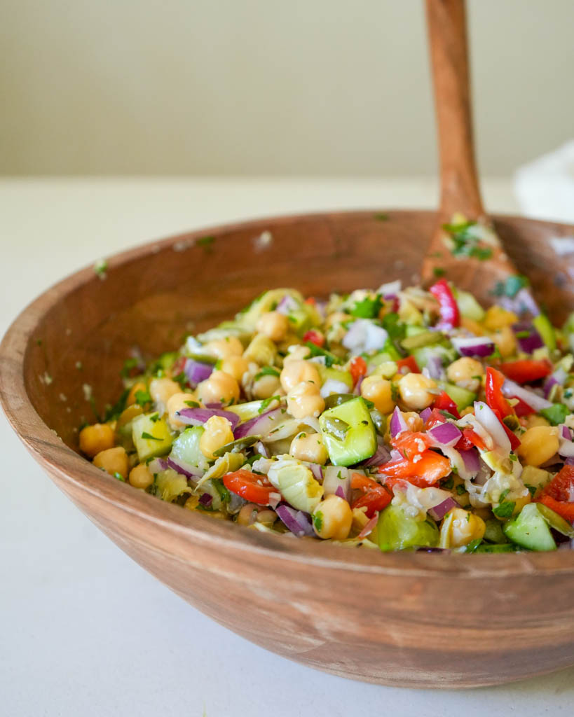 healthy chickpea salad with cucumbers