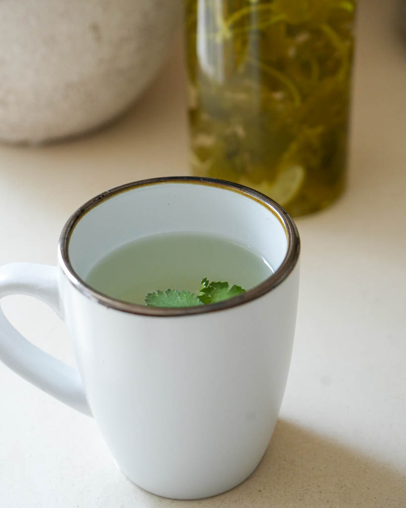 cup of cilantro tea